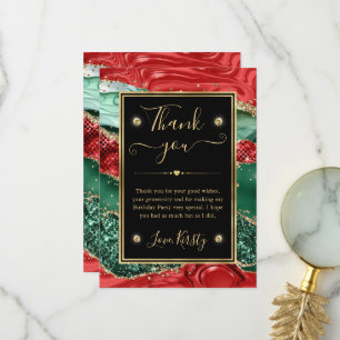 Marmor-Weihnachts-Achat- und Gold-Glitter-Geburtst Dankeskarte