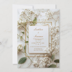Marmor Weiß Baby's Breath Minimalistische Hochzeit Einladung