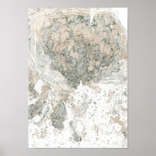 Marmor Weiß Grünes Elfenbeinrost Beige Abstrakter Poster