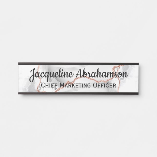 Marmor Weiß und Rose Gold Office Türsignatur Türschild (Vorderseite )