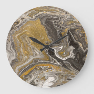 Marmoracrylat, naturinspirierte Textur. Große Wanduhr