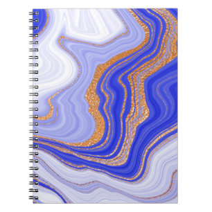 Marmorblau Gold, Abstrakt modern. Notizblock