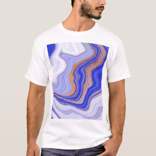 Marmorblau Gold, Abstrakt modern. T-Shirt