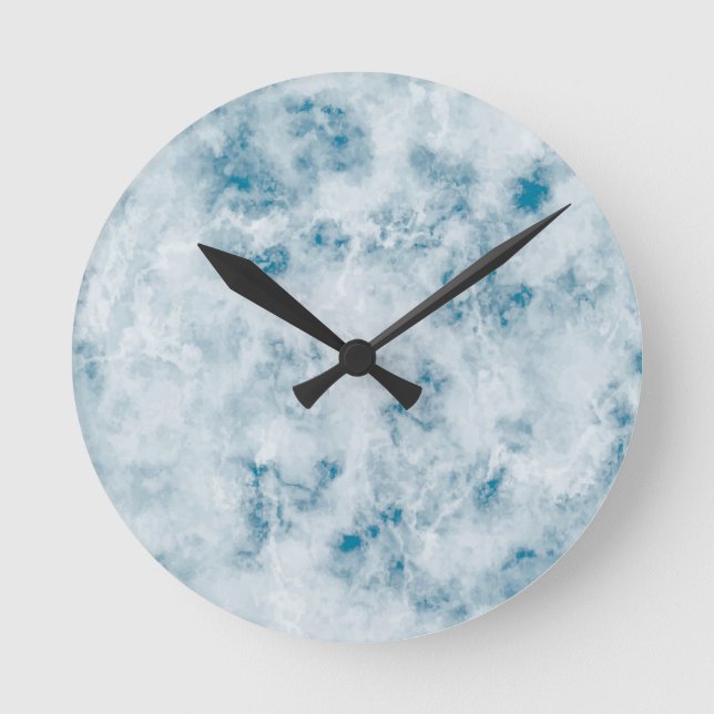 Marmorblauer Hintergrund Runde Wanduhr (Vorderseite)
