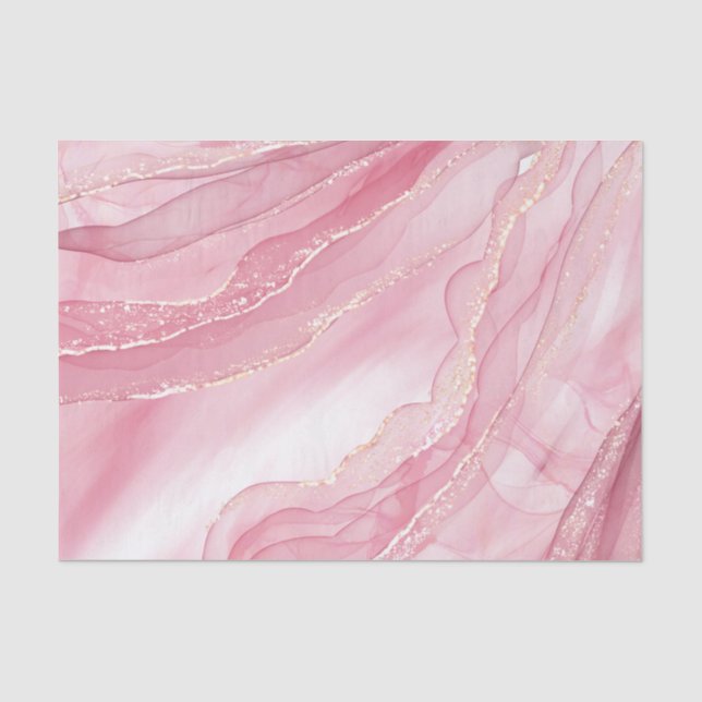 Marmorboden Rosa und Glitzer Gold  Seidenpapier (Vorderseite)
