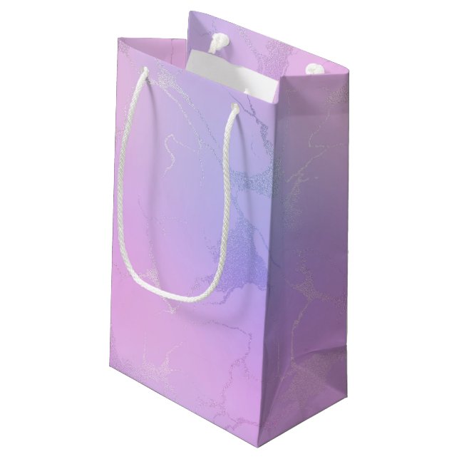 Marmordesign-Geschenktasche Kleine Geschenktüte (Rückseite Schrägansicht)