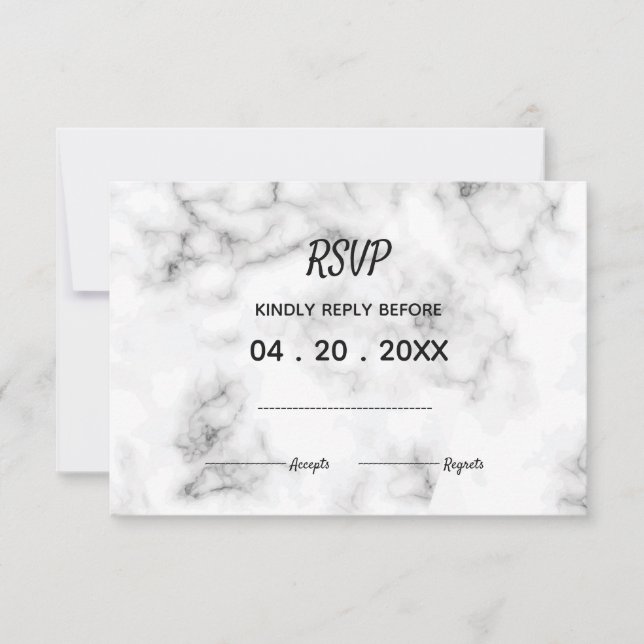 Marmorelegantes Hochzeitsdesign UAWG RSVP Karte (Vorderseite)