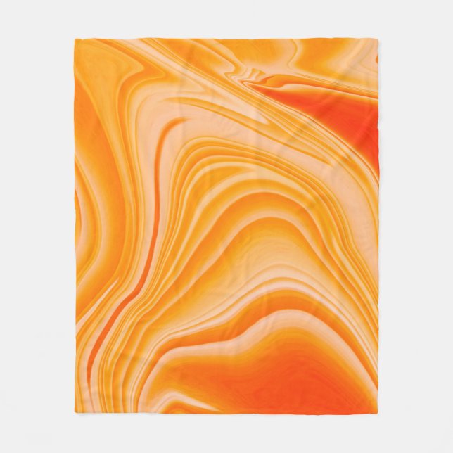 Marmorfarbe farbig. Orangefarbenes Marmormuster Fleecedecke (Vorderseite)