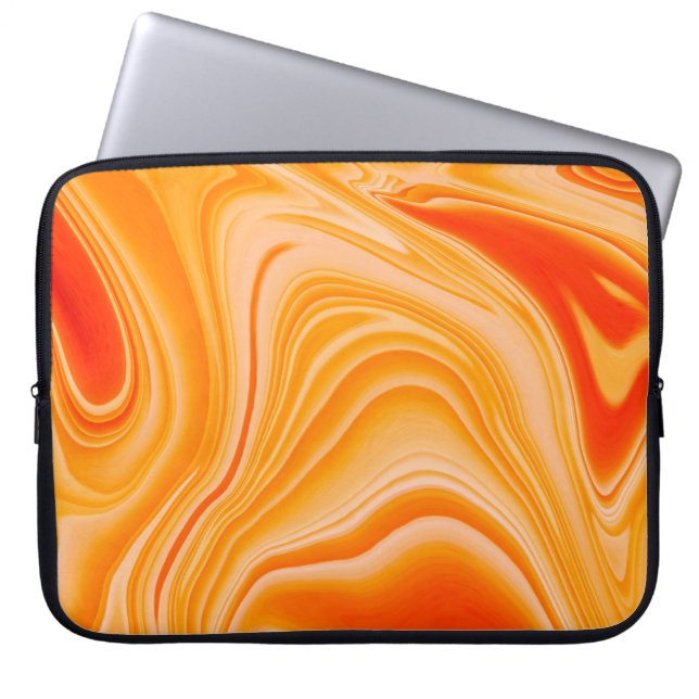 Marmorfarbe farbig. Orangefarbenes Marmormuster  Laptopschutzhülle (Vorderseite)