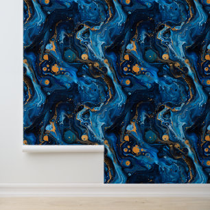 Marmorfarbe Pour Effect Midnight Blue Gold Tapete