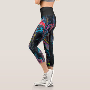 Marmorfarbene Farbe Capri Leggings