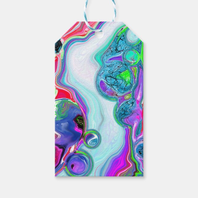 Marmorfarbene Fluid Art zu und von Geschenkanhänger (Vorderseite)