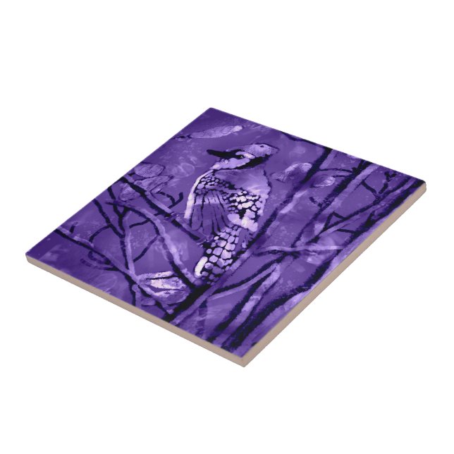 Marmorfliese mit Blue Jay Bird Abstrakt Art Design Fliese (Seite)