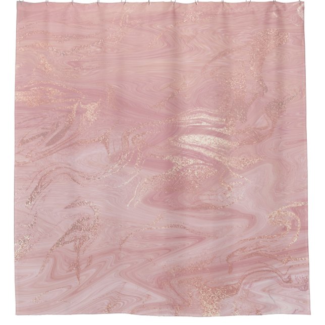 Marmorgestein Molten Gold Abstrakt Rosa Rose Gold Duschvorhang (Vorderseite)