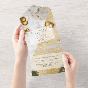 Marmorgold Glitzer Weihnachts- und Jahresfeier All In One Einladung