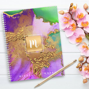Marmorgold lila Aquarellgold Notizbuch