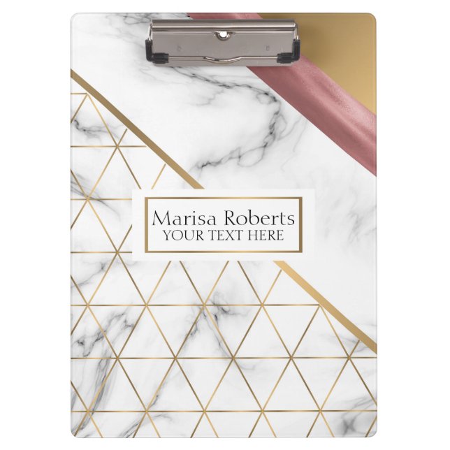 Marmorgold und Rose Gold Luxusdesign Klemmbrett (Vorderseite)