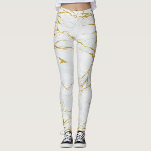 Marmorgoldene Textur Nahtloses Muster Leggings