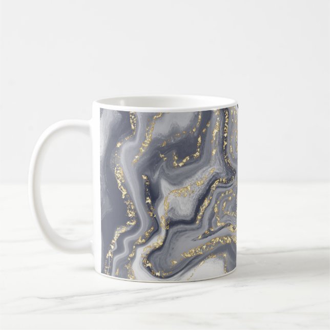 Marmorgrau, weiß und Gold Kaffeetasse (Links)