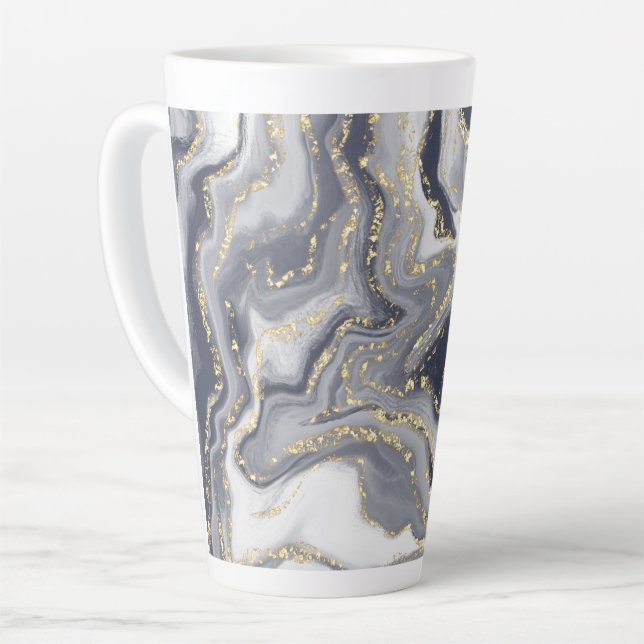 Marmorgrau, weiß und Gold Milchtasse (Linke Ecke)