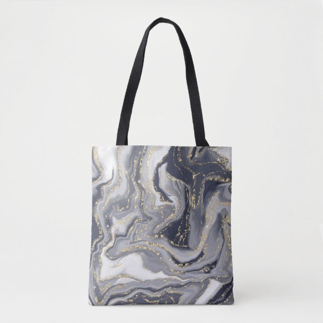 Marmorgrau, weiß und Gold Tasche (Vorderseite)