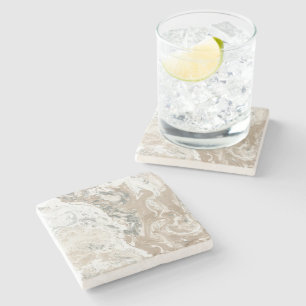 Marmorhelles Elfenbein-Creme-Steingrau Carraras Steinuntersetzer