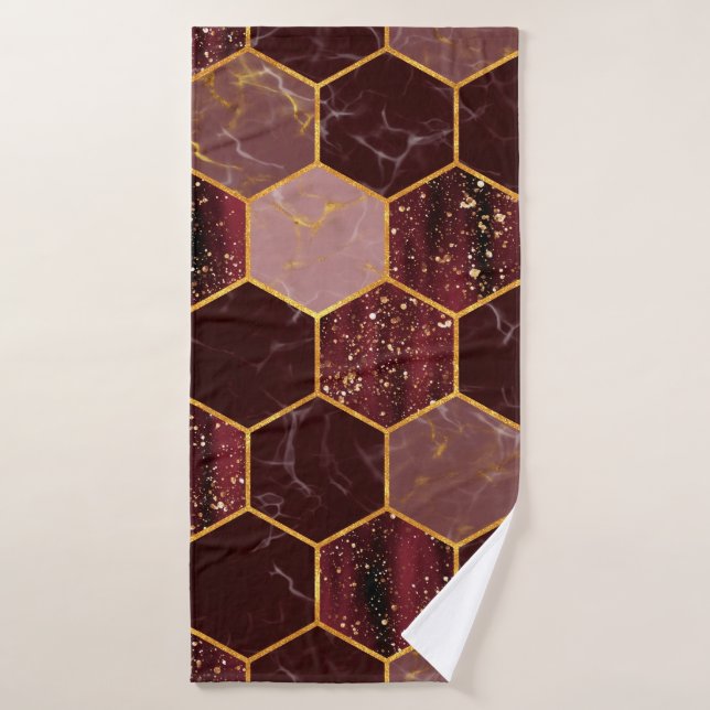 Marmorhexagon nahtlose Textur mit Gold Badehandtuch (Badehandtuch)