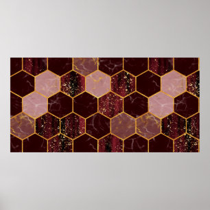 Marmorhexagon nahtlose Textur mit Gold Poster
