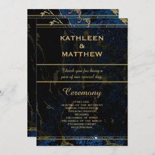 Marmorhochzeit in Navy Blue & (Imitate) Programm