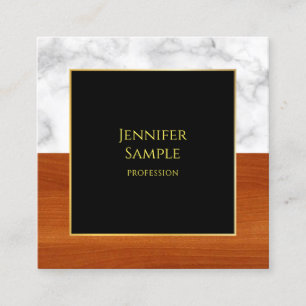 Marmorholz Schwarz Gold Luxus-Template Elegant Quadratische Visitenkarte