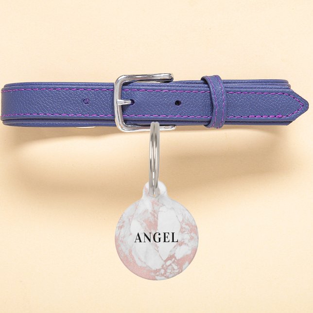 Marmorhündin Rose Goldname monogram Haustiermarke (Von Creator hochgeladen)