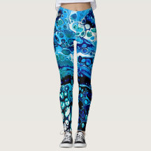 Marmorierte Abstrakte blaue Flüssig-Wasser-Legging