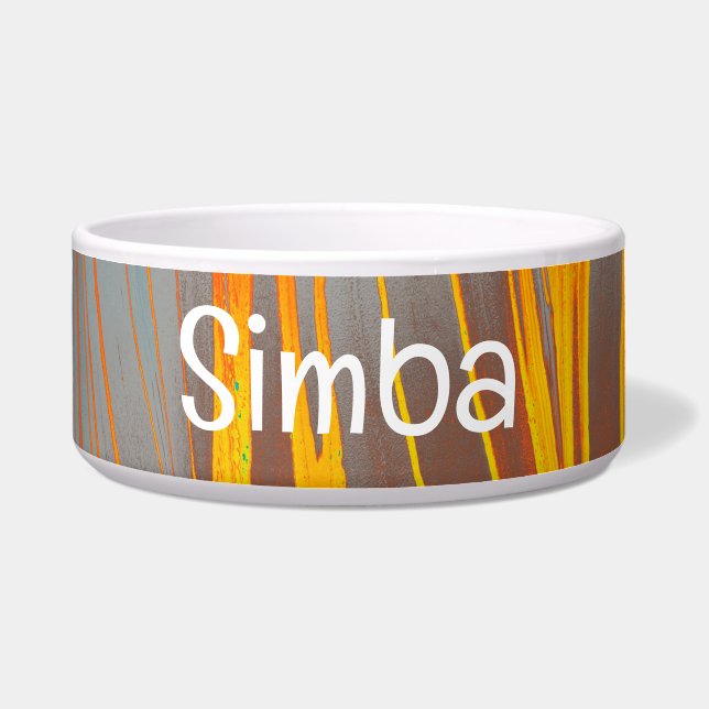 Marmorierte Abstrakte Pet Bowl mit SIMBA Text Napf (Vorderseite)