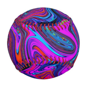 Marmorierte Magenta, Abstrakte Kunst in Blau und R Baseball