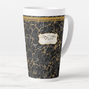 Marmorierte Pariser Kalligrafie-Typografie Schwarz Milchtasse