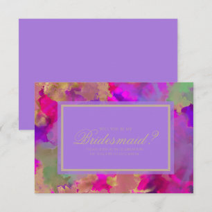 Marmorierte rosa, lila, goldene Tinten-Einladungen Dankeskarte