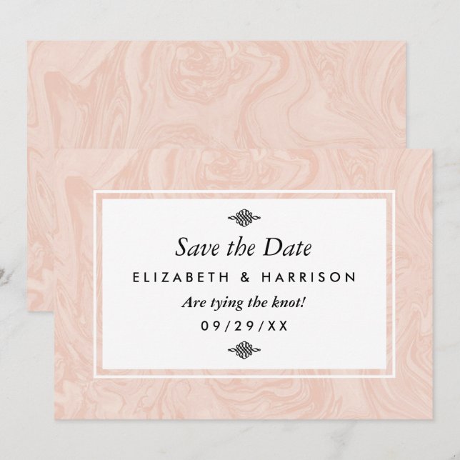 Marmorierte Rose Elegante Hochzeit Save the Date (Vorne/Hinten)