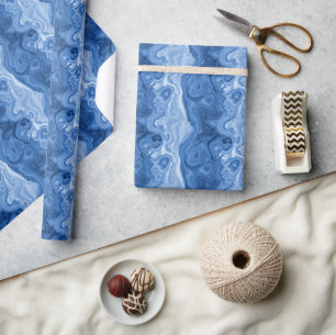 Marmoriertes Azurblau Kobaltblau Weiß Achat Kunst Geschenkpapier