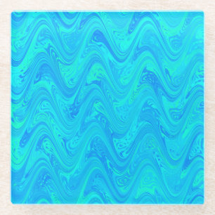 Marmoriertes Blau Grün Muster Glasuntersetzer