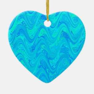 Marmoriertes Blau Grün Muster Keramik Ornament