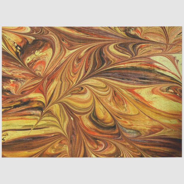 Marmoriertes Fraktal Abstraktes Gold-Decoupage Seidenpapier (Vorderseite)