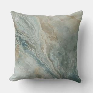 Marmoriertes Meer Blau Grün Beige Creme Küstenmust Kissen