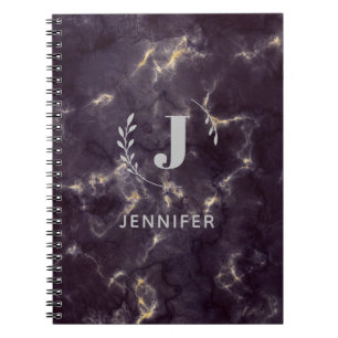 Marmoriertes Notizbuch mit individuellem Monogramm Notizblock