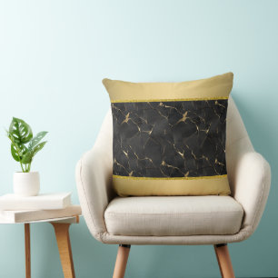 Marmoriertes Schwarz & Gold Luxus Kissen