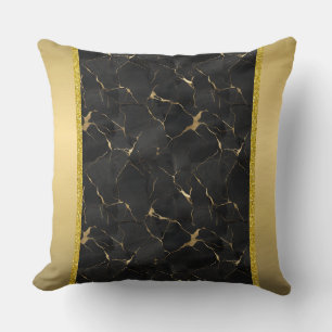 Marmoriertes Schwarz & Gold Luxus-Kissen Kissen