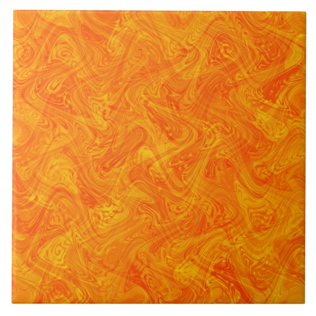 Marmorierung Orange Gelbes Muster Fliese (Vorderseite)