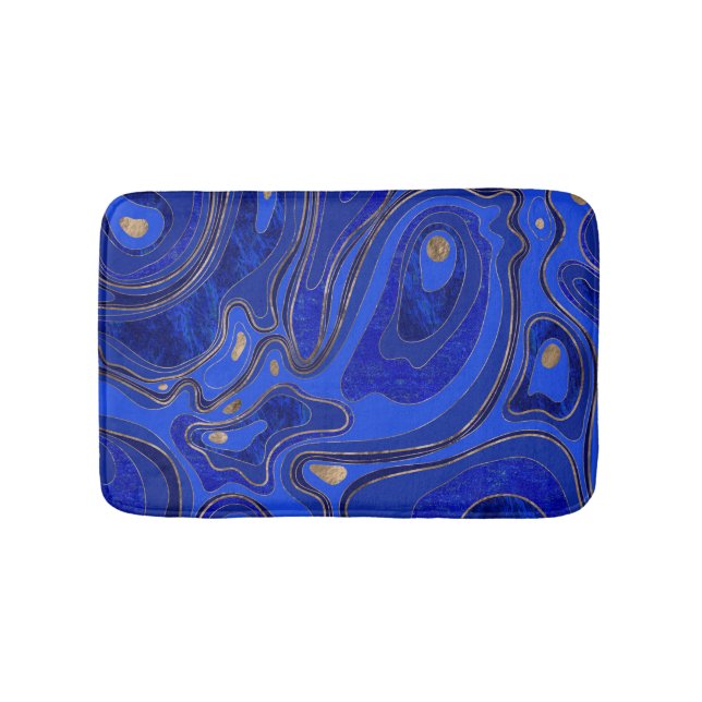 Marmorkarte - Blau und Gold Badematte (Vorderseite)