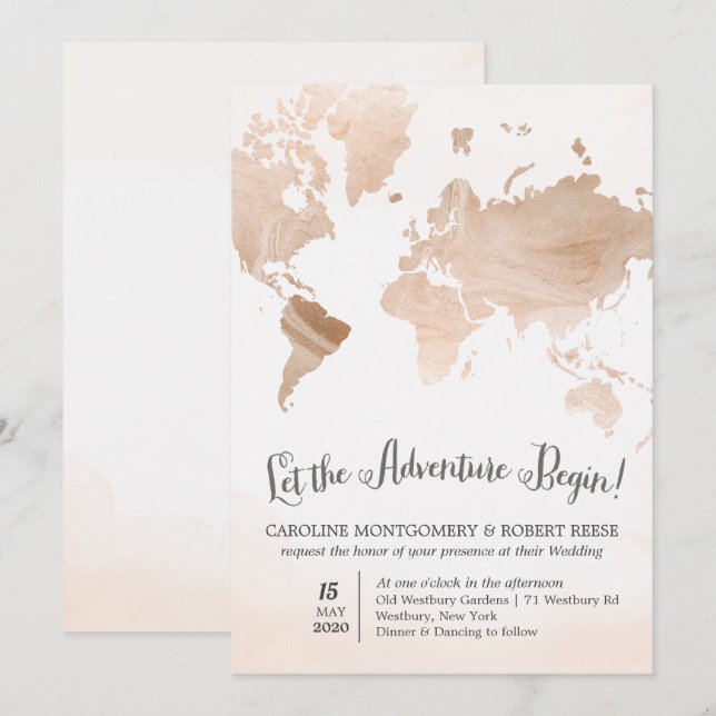 Marmorkarte für Wasserfarben - Einladung zur Hochz (Vorne/Hinten)