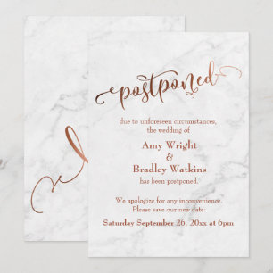 Marmorkupfer-Typografie Aufgehängte Hochzeit Einladung