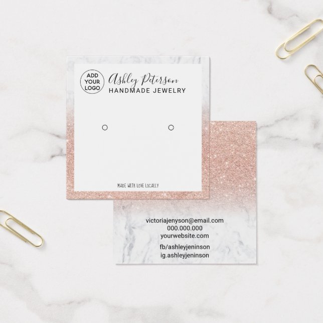 Marmorlogo Rose Gold Glitzer Ohrring-Anzeige (Büro)